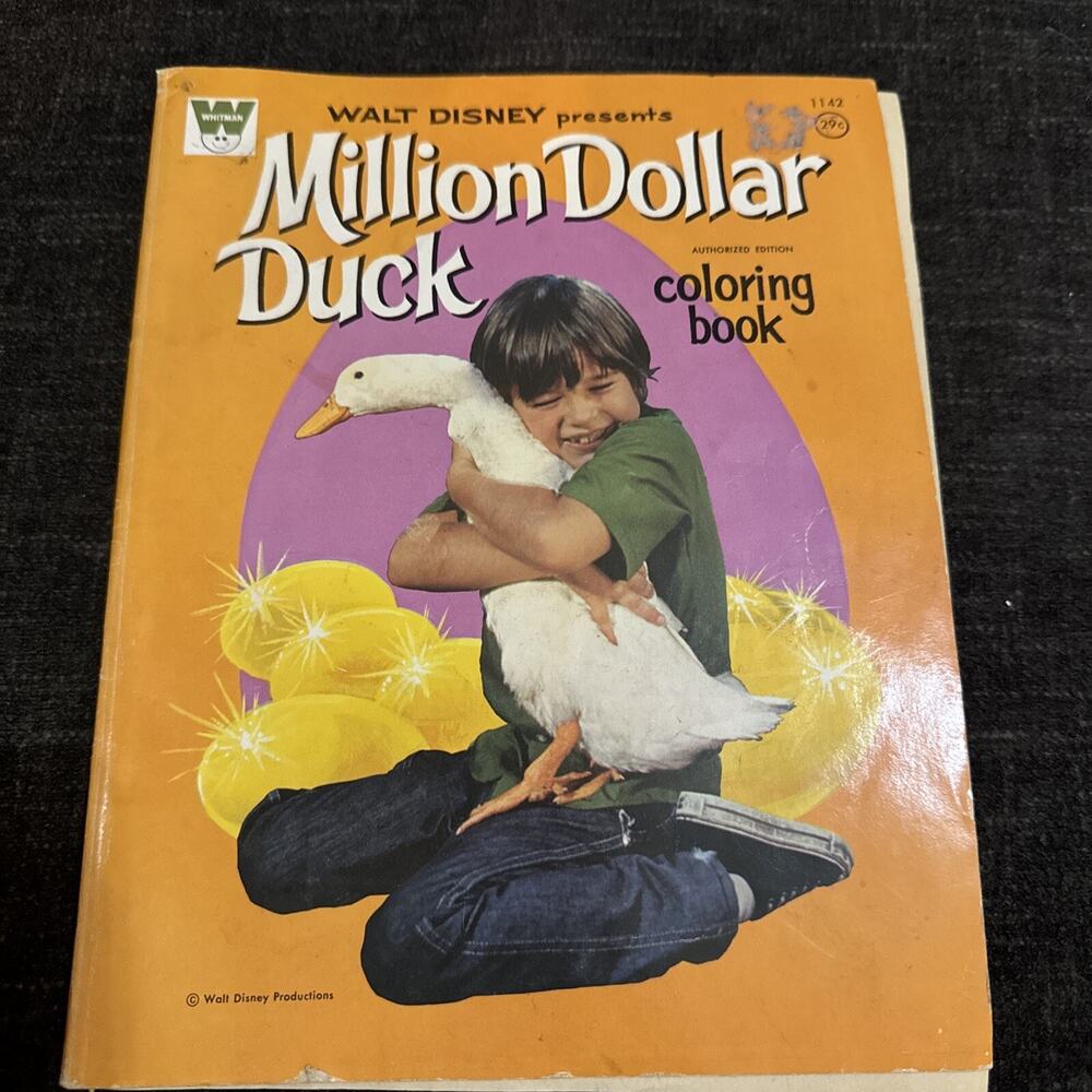Walt Disney Million Dollar Duck Movie Vintage 1971 Coloring Book Whitman